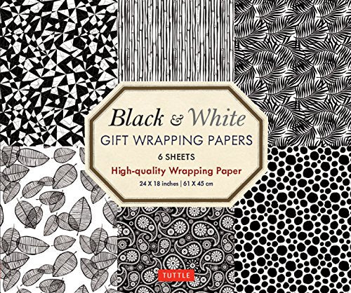 Black & White Gift Wrapping Papers : 6 Sheets of High-quality 24 X 18 Inch Wrapping Paper