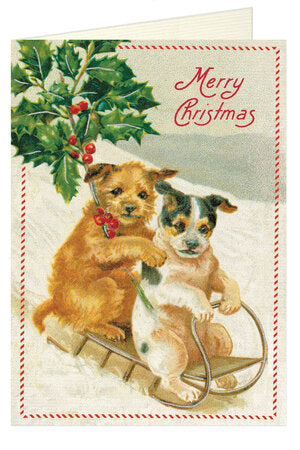 Merry Christmas Dogs Single Greeting Card